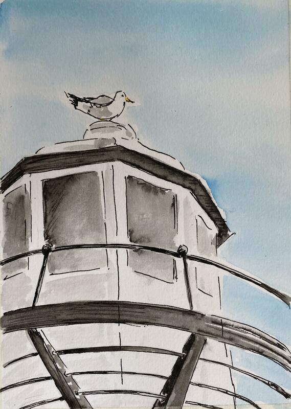 Lookout!  - watercolour and ink