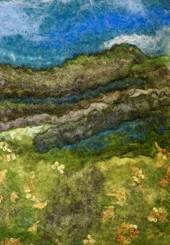 Wild Primroses Growing on the Slopes of the Malvern Hills Felt Painting 