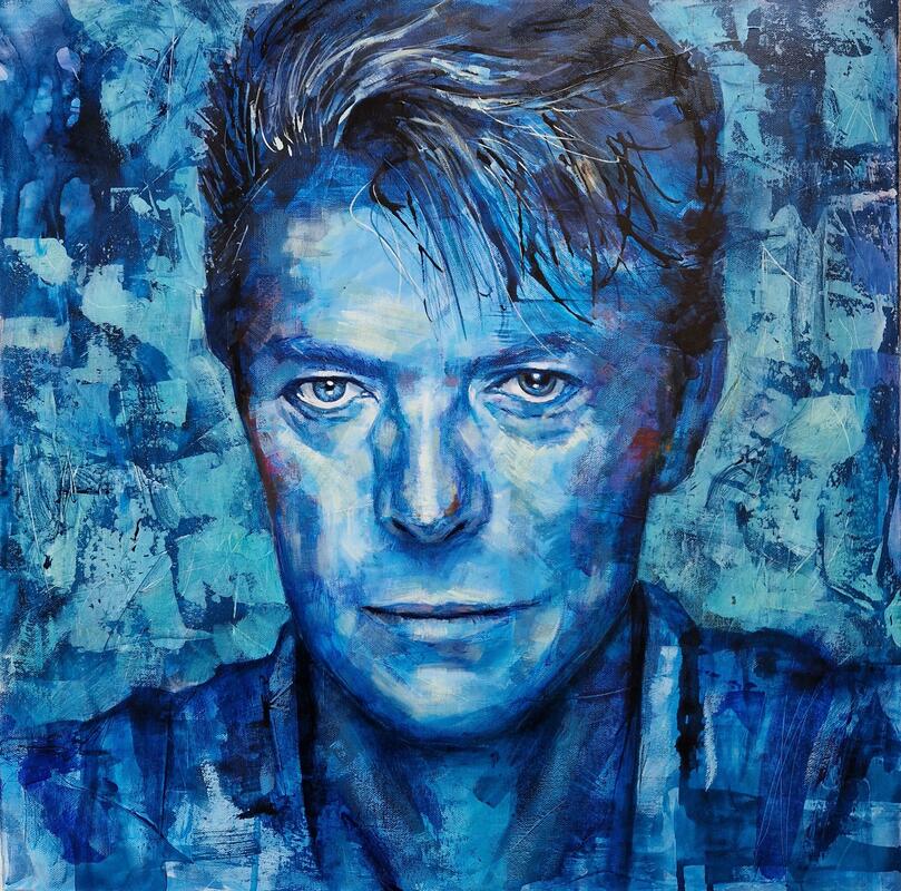 David Bowie portrait,  Mixed media oil