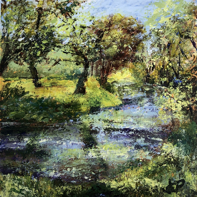 River Manifold Acrylic Painting by Jane Poqwell