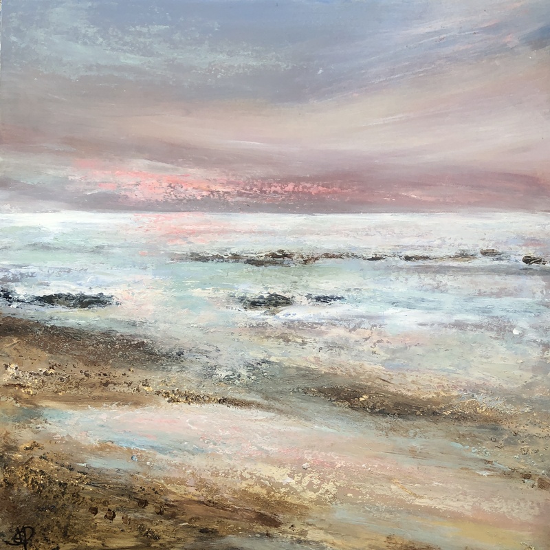 Pink Dawn Rising Acrylic Painting by Jane Powell