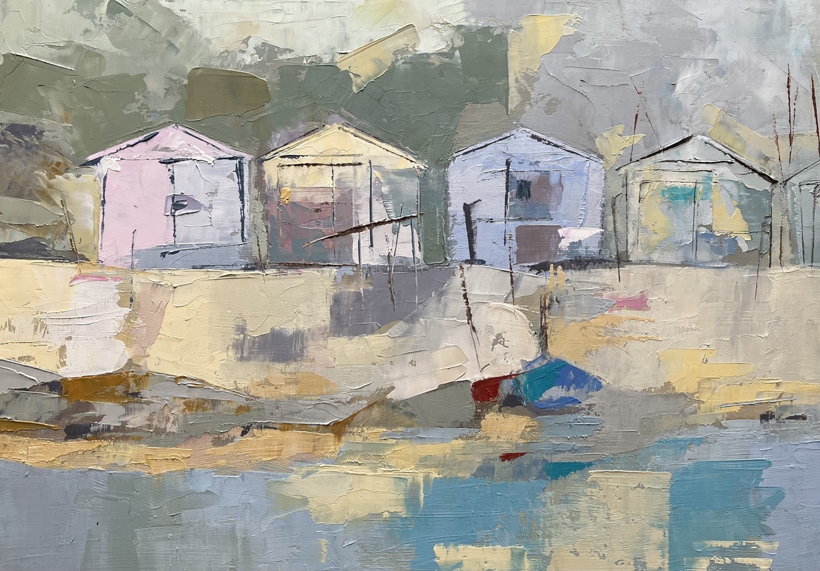 Fishermen’s Huts. Lyme Regis. Oil Painting