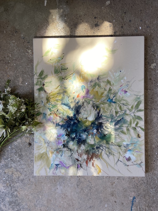 'birthday bouquet' inks on cotton canvas 