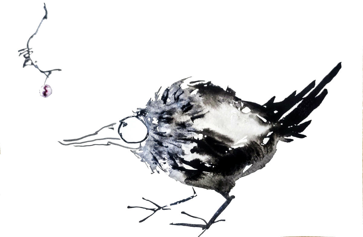 Contemporary Chinese ink, weird bird