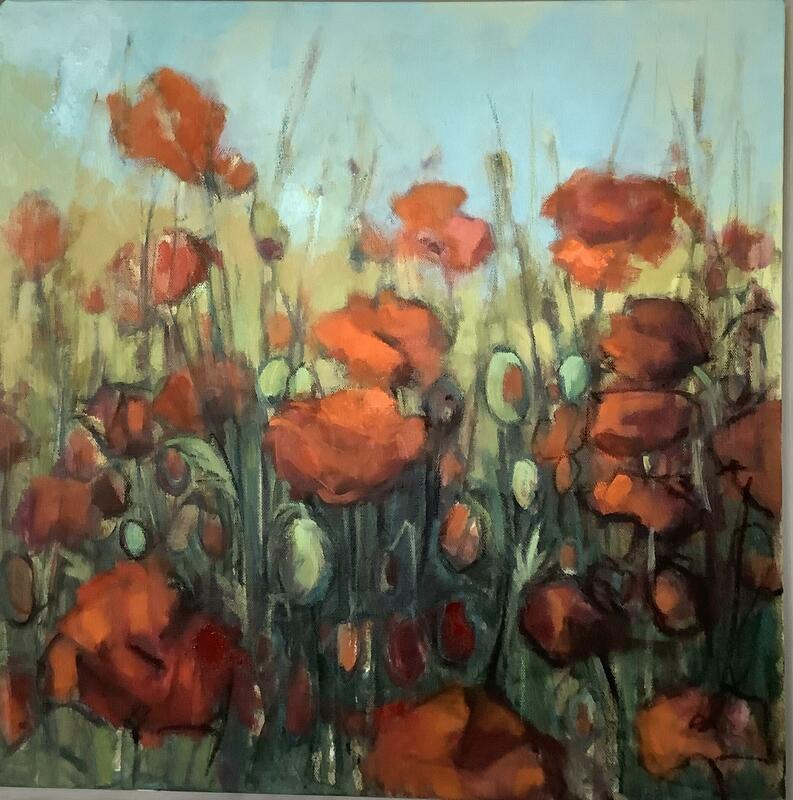 Poppies: remembering the Queen.  Oil
