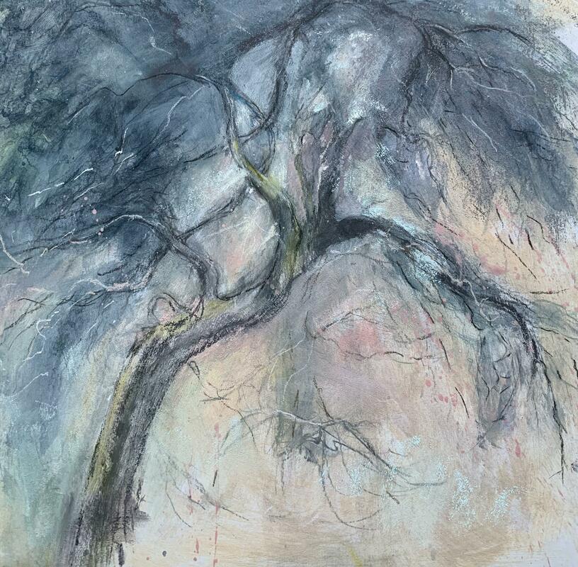 The old Apple tree Mixed media/ pastels on mount board 