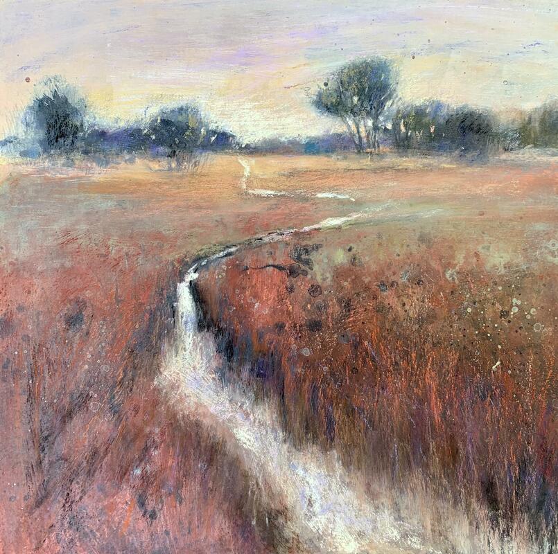 Pershore Water Meadows Autumn Mixed media / pastels on mount board 