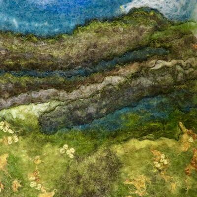 Wild Primroses Growing on the Slopes of the Malvern Hills Felt Painting 