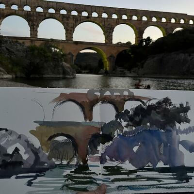 Pont du Gard, Pyrenees Sketchbook 2022.