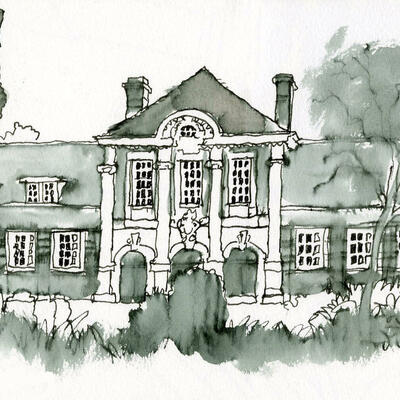 Ink sketch of malvern library by Chris Fothergill