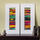 Pair of framed slim, vibrant abstract paintings created by Cherrie Mansfield