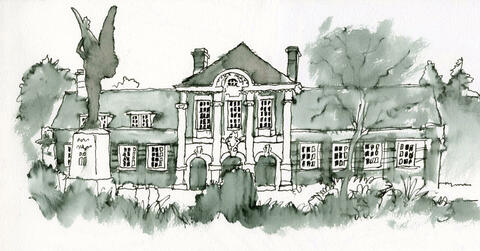 Ink sketch of malvern library by Chris Fothergill