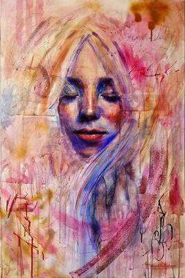 'Cocoon', mixed media painting