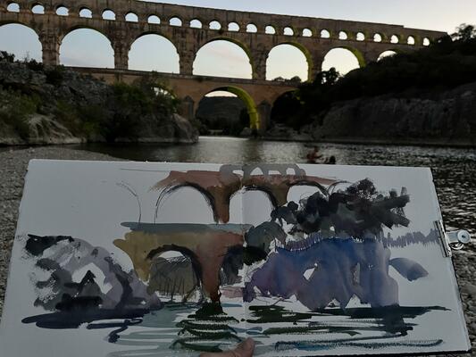 Pont du Gard, Pyrenees Sketchbook 2022.