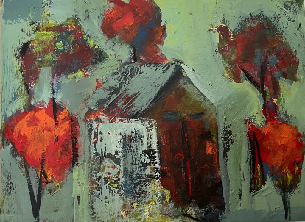 Acrylic on thick watercolour paper mounted on panel