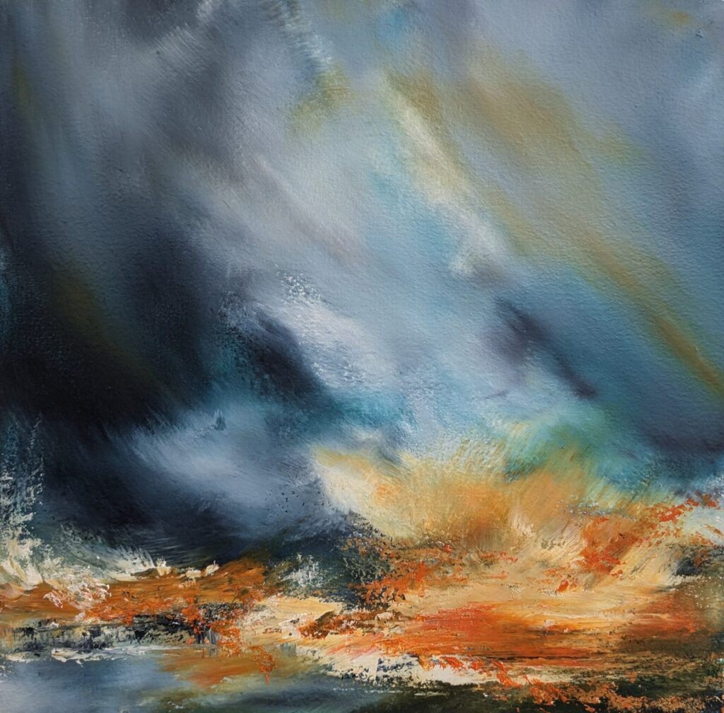 Oil and Cold Wax Abstract Landscape Painting