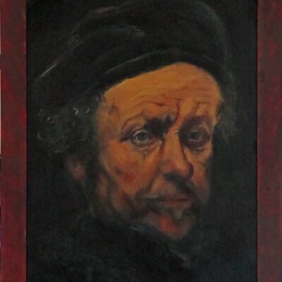 Tony Currie - Rembrandt :  Self Portrait.  Oil on paper