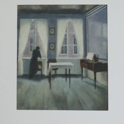 Tony Currie - Hammershoi :  Interior.   Acrylic on paper