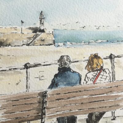 Gillian Simpson - Sharing the Moment - watercolour and ink