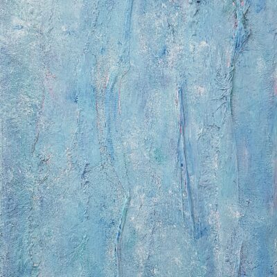 Jayne Gaze - Through To Blue, Canvas, gesso, wet strength tissue, gauze, acrylic
