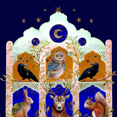 Rae Stevens Woodland Animals Mixed Media Painting