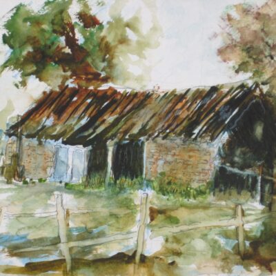 Maria Toman - Abandoned cabin, watercolour