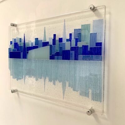 Adam Hussain - Coventry Blues - Cityscape Wall Art - Kiln-formed Glass - Blue