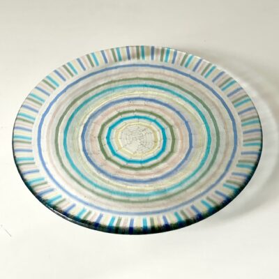 Adam Hussain - Aztec - Medium Round Plate - Kiln-formed Glass - Tints, Clear