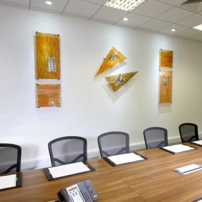 Adam Hussain - Interference Installation - Volvo Group UK - Kiln-formed Glass - Warm Hues