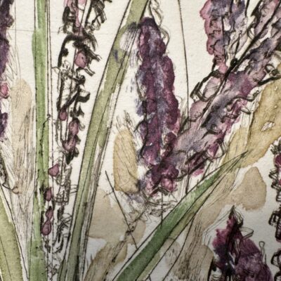 Alison Tidmarsh - Croquet Border Detail, Intaglio: Drypoint Etching, À la poupée
