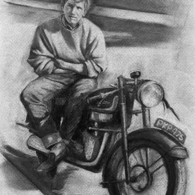 Donna Trim - 'Dad aged 17 in 1960' Willow charcoal on Fabriano