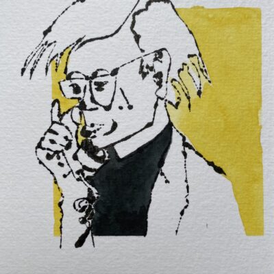 Gillian Simpson - Warhol - blotted line ink with watercolour