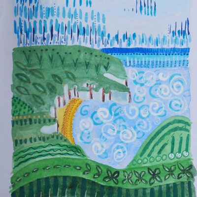 Fiona Douglas - Flamborough Head, watercolour and ink