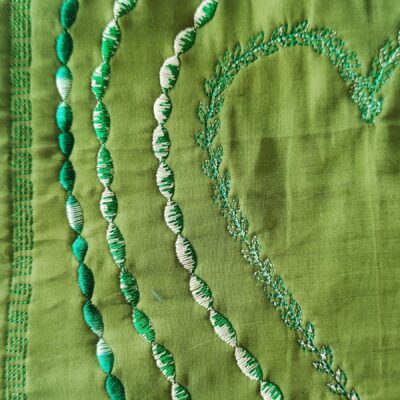 Julie Lloyd Owen - Machine embroidered and quilted on recycled handkerchief
