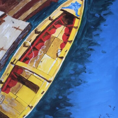 Denise Mountain Gondola, Venice.  Acrylic on card