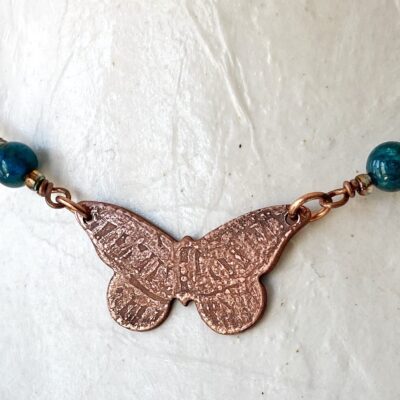 Kusuma Dawn Hart - Salt Etched Copper Butterfly Choker Necklace