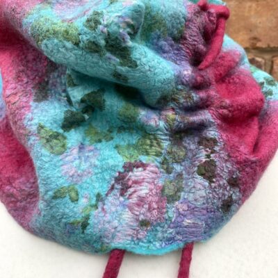Carol Dash - Nuno felted art-cowl - superfine merino, silk and viscose fibre
