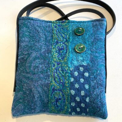 Carol Dash - Nuno felted crossbody bag with leather strap