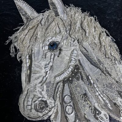 Lyn Sharp - White horse mixed media