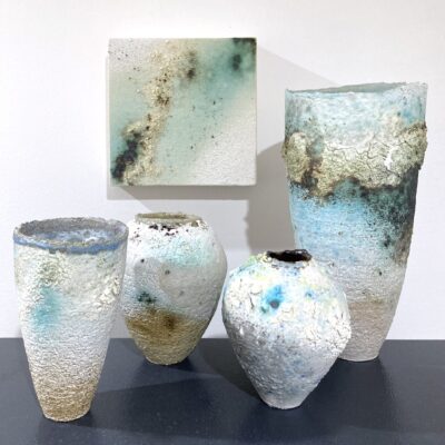 John Hemmer Collection of free-standing vessels and wall panel - 10-23 cms H