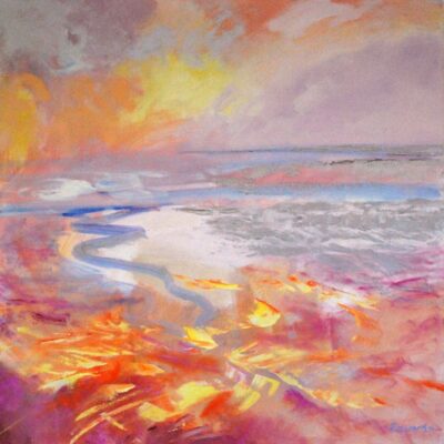 Susan Edwards MA FRSA - Sunset in the West, Oil on Box Canvas, 100 x 100 cm
