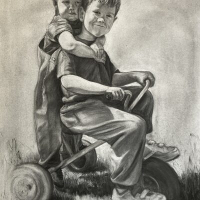 Donna Trim - 'My Boys' willow charcoal on Fabriano