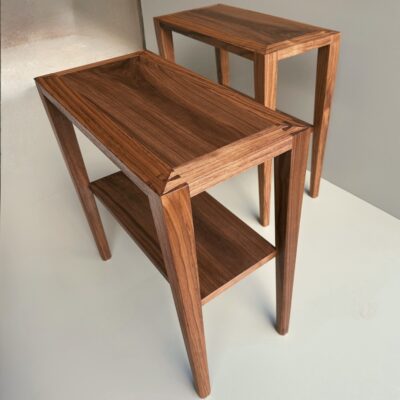 Noah Morris Bespoke - Pair of Walnut Side Tables with Intricate Hand-Cut Dovetail Joinery - Furniture Maker