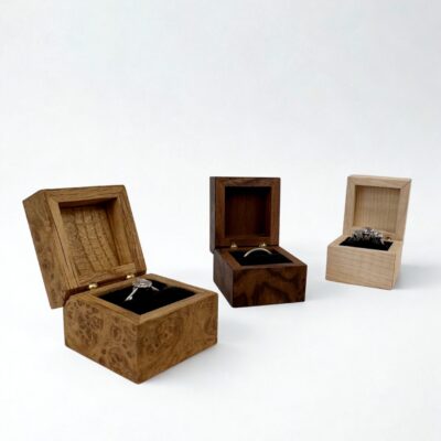 Noah Morris Bespoke - Handcrafted Ring Boxes in Burr Oak, Burr Walnut & Sycamore - Furniture Maker
