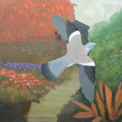 Frans Wesselman - Pigeon in the rain, oil on board, 42 x 49 cm.