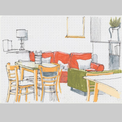 Jim Morris - Ink sketch of Sugar Loaf Cafe