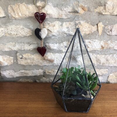 Anita Ruiz - Terrarium and felt and glass hearts