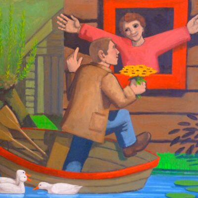 Frans Wesselman - The date, oil on panel, 60 x 70 cm.