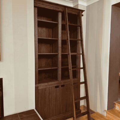 Noah Morris Bespoke - Walnut Bookshelf Alcove Units with Library Ladder - Furniture Maker