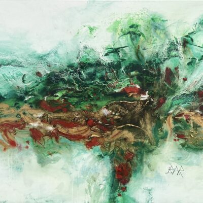 Brian A. Richardson - Forest Hymn - Golden Memories. Mixed Media on deep sided canvas, H 3ft x W 4ft x D 1.25